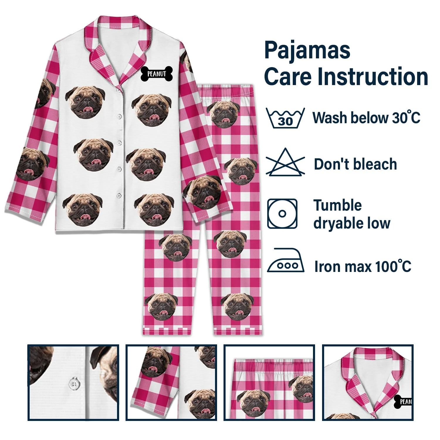 Custom Photo Family Dog Cat Face - Gift For Pet Lovers, Family Members - Personalized Long Pajamas Set - Image 7