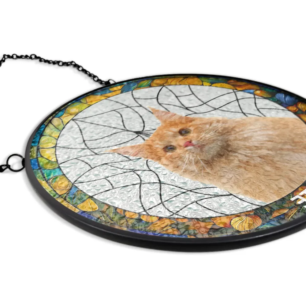 Custom Photo Family Dog Cat - Personalized Stained Glass Window Hanging Suncatcher - Image 6