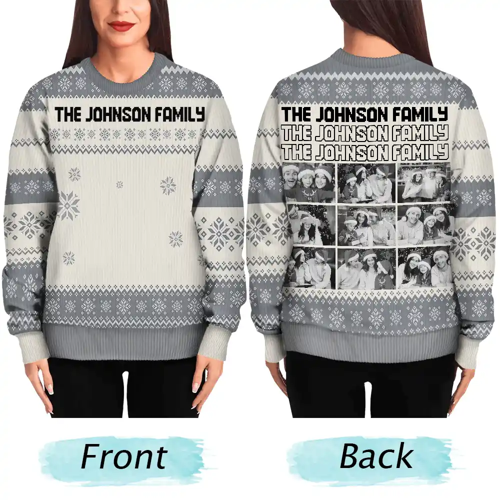 Custom Photo Family Gathering Festive Vibe - Personalized Unisex Ugly Sweater - Image 4