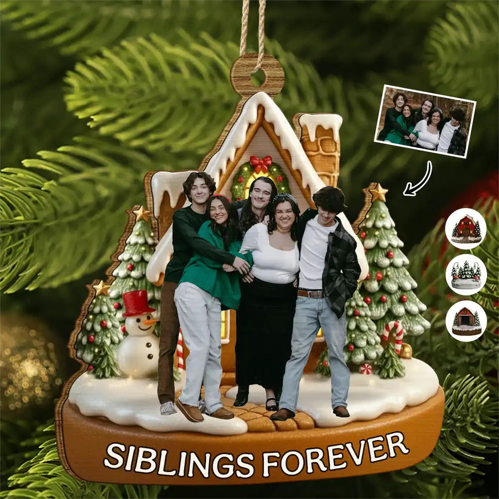 Custom Photo Family Home Sweet Home - Personalized Custom Shaped Wooden Ornament - Image 2