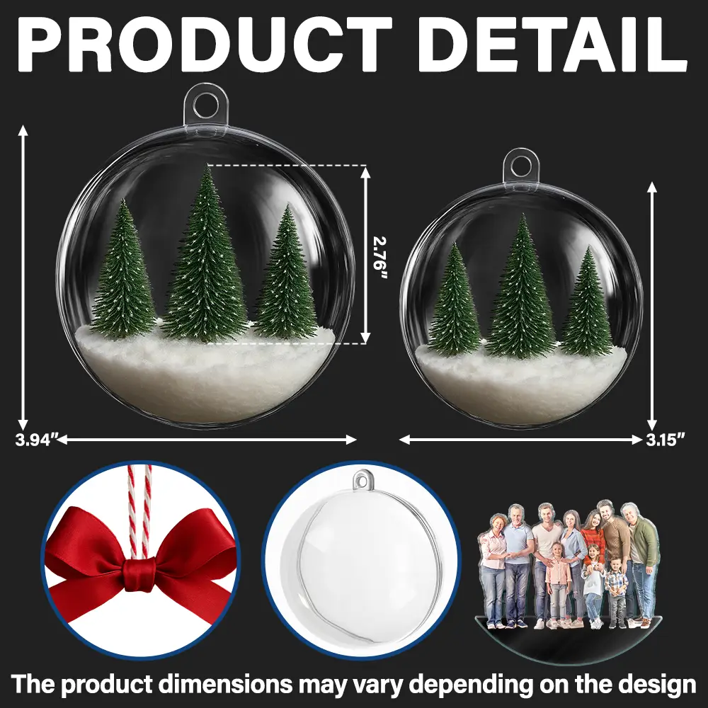 Custom Photo Family Is The Greatest Gift - Personalized 3D Acrylic Ball Ornament - Image 3
