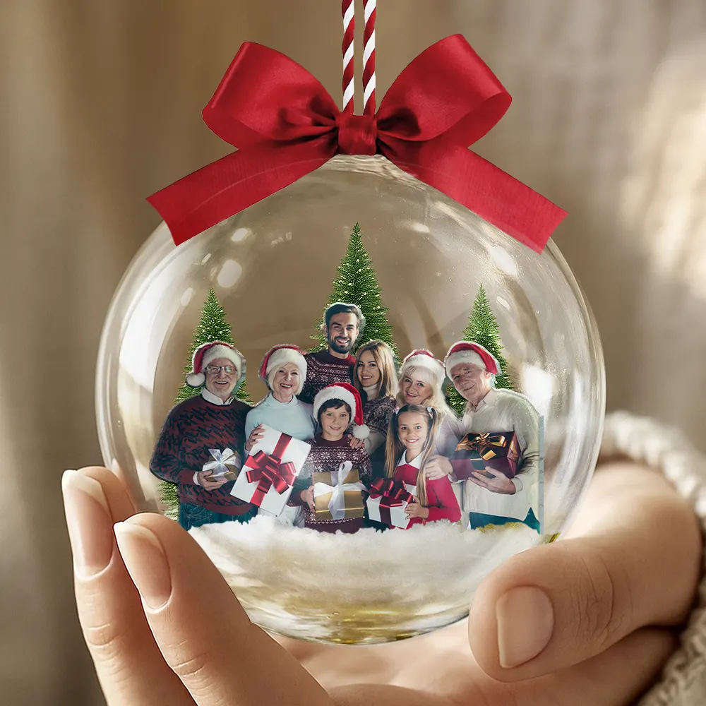 Custom Photo Family Is The Greatest Gift - Personalized 3D Acrylic Ball Ornament - Image 5