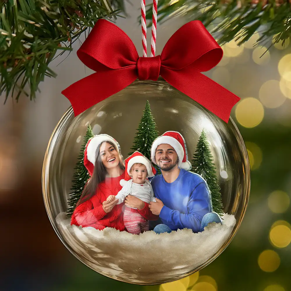 Custom Photo Family Is The Greatest Gift - Personalized 3D Acrylic Ball Ornament - Image 7