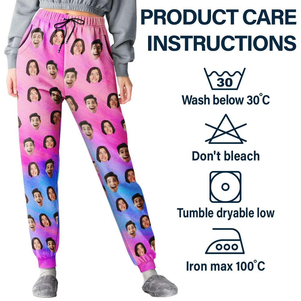 Custom Photo Family Kid Pet Funny Face Custom Bright Festive Color - Personalized Pajama Pants - Image 6