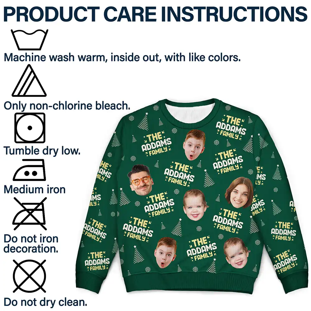 Custom Photo Family Name - Personalized Unisex Ugly Sweater - Image 8