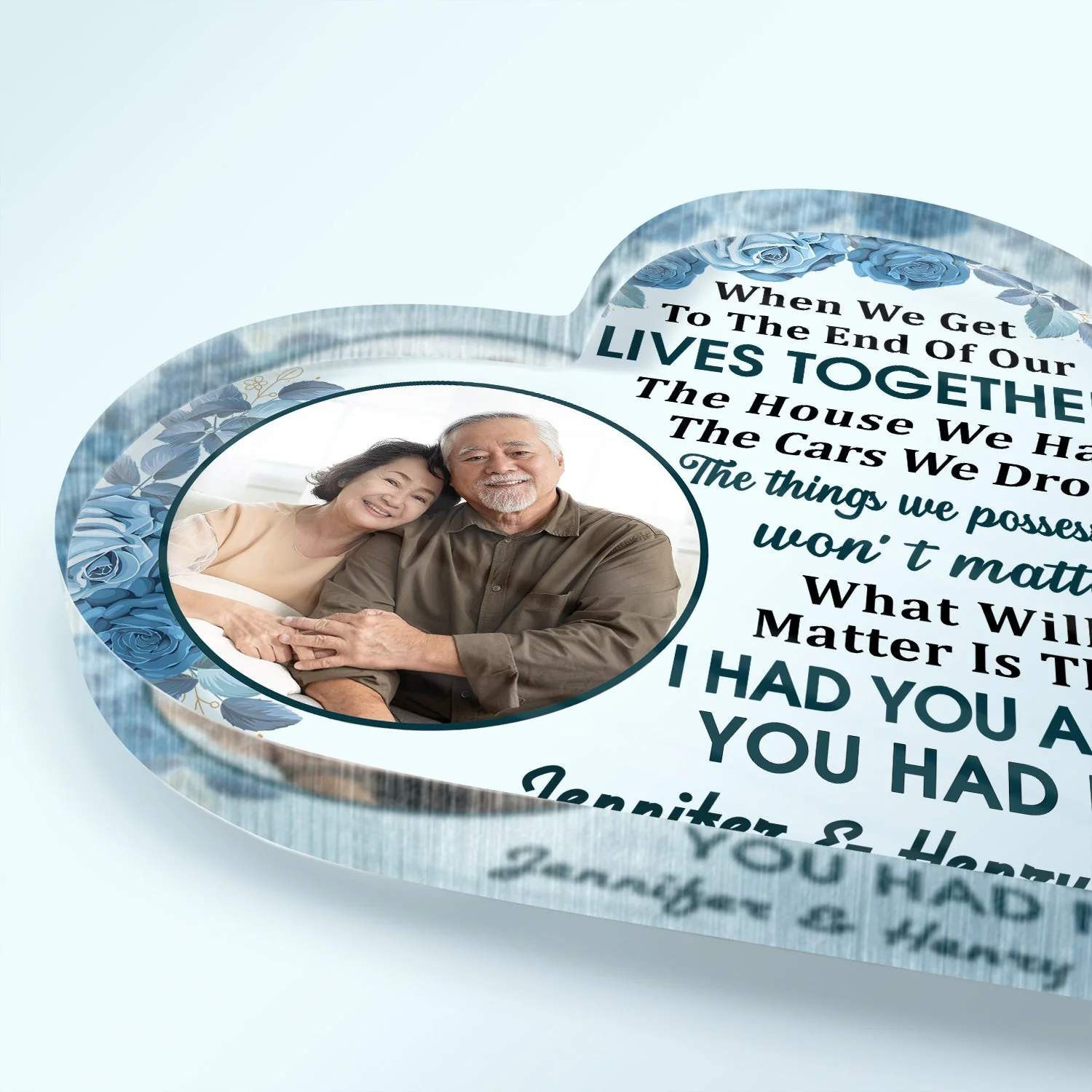 Custom Photo Family Old Couple When We Get To The End - Personalized Custom Heart Shaped Acrylic Plaque - Image 3