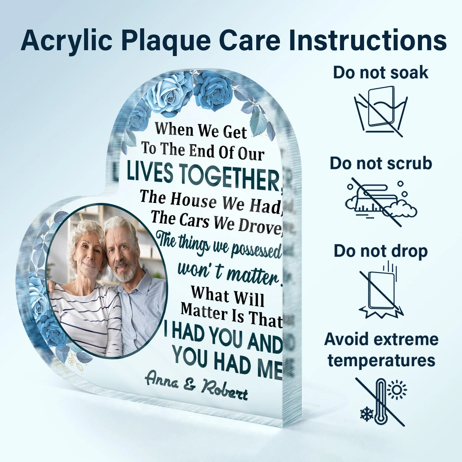 Custom Photo Family Old Couple When We Get To The End - Personalized Custom Heart Shaped Acrylic Plaque - Image 6
