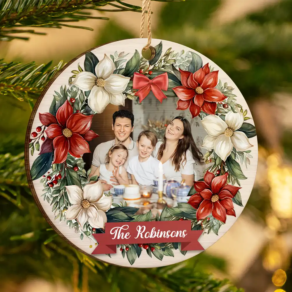 Custom Photo Family - Personalized Custom Shaped Wooden Ornament - Image 3