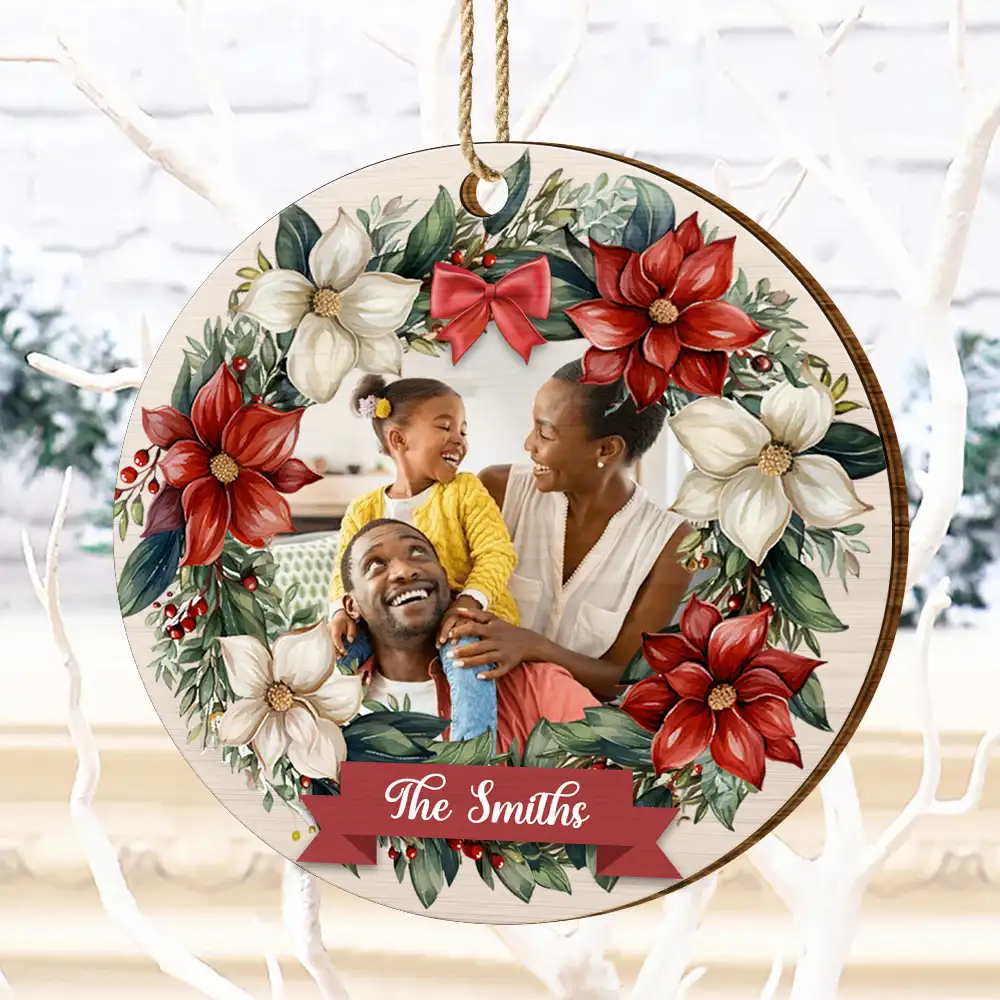Custom Photo Family - Personalized Custom Shaped Wooden Ornament - Image 4