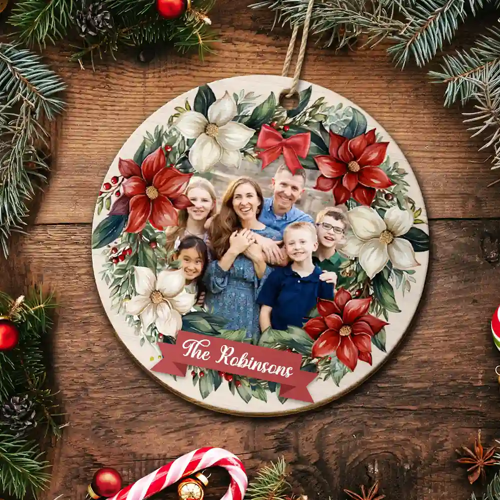 Custom Photo Family - Personalized Custom Shaped Wooden Ornament - Image 5