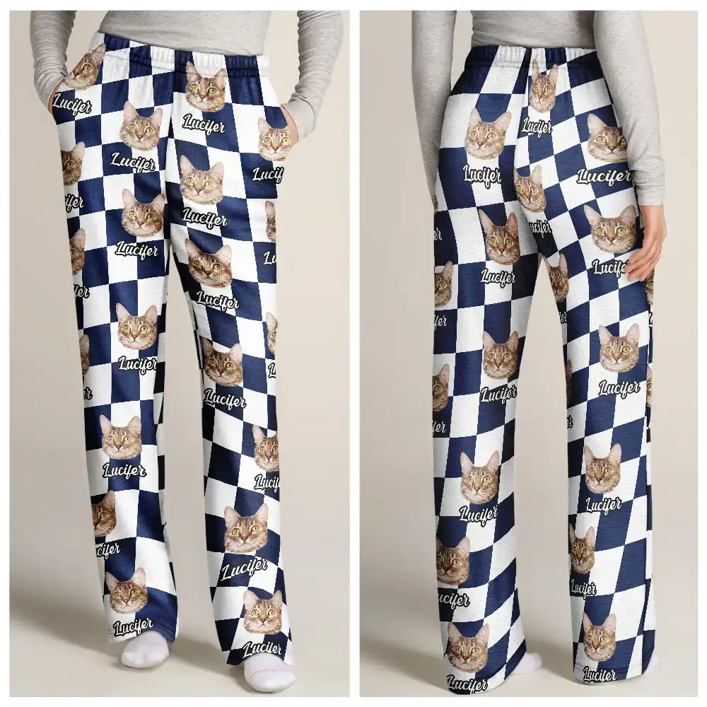 Custom Photo Family Pet Face Cut - Personalized Pajama Pants - Image 4