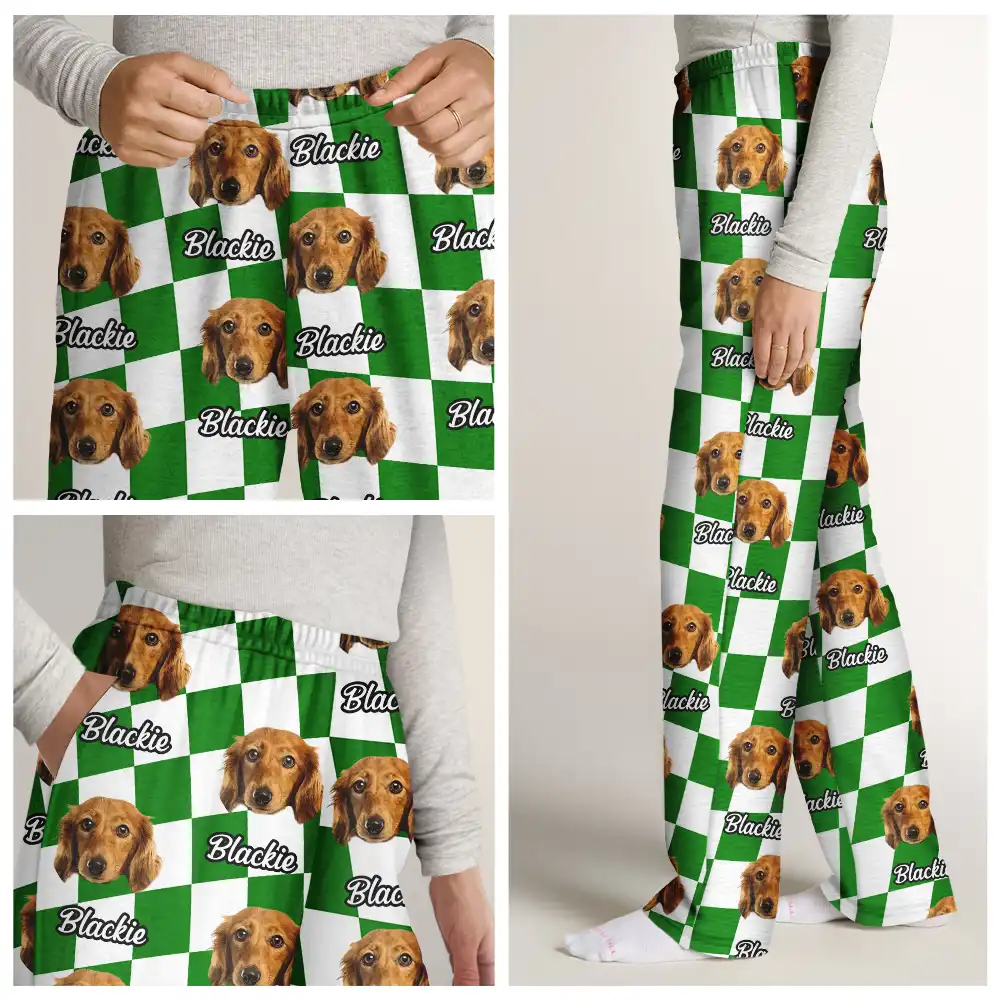 Custom Photo Family Pet Face Cut - Personalized Pajama Pants - Image 8
