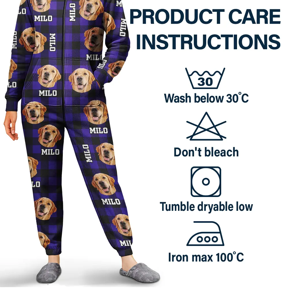 Custom Photo Family Plaid Pattern - Personalized Overall Onesie Hooded Jumpsuit - Image 6