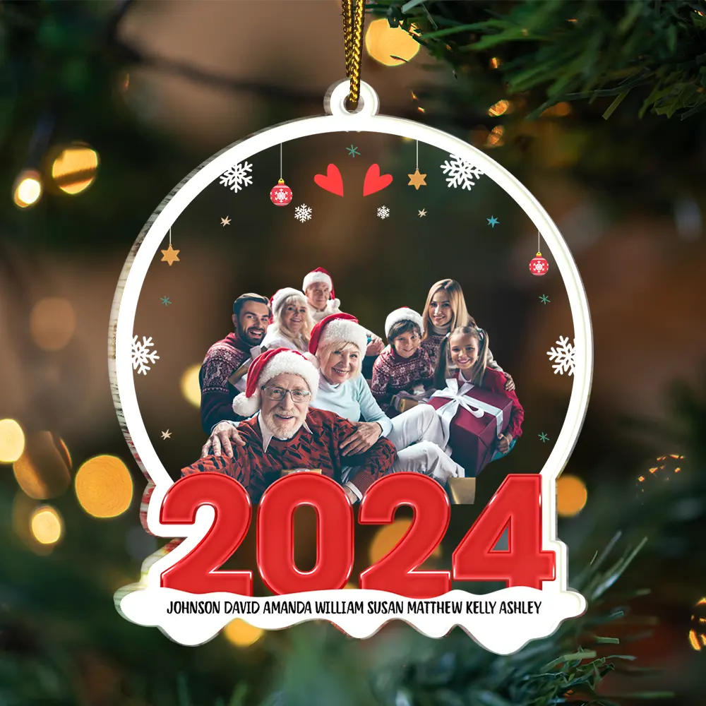 Custom Photo Family Red 2024 - Christmas Gift For Family - Personalized Custom Shaped Acrylic Ornament - Image 4