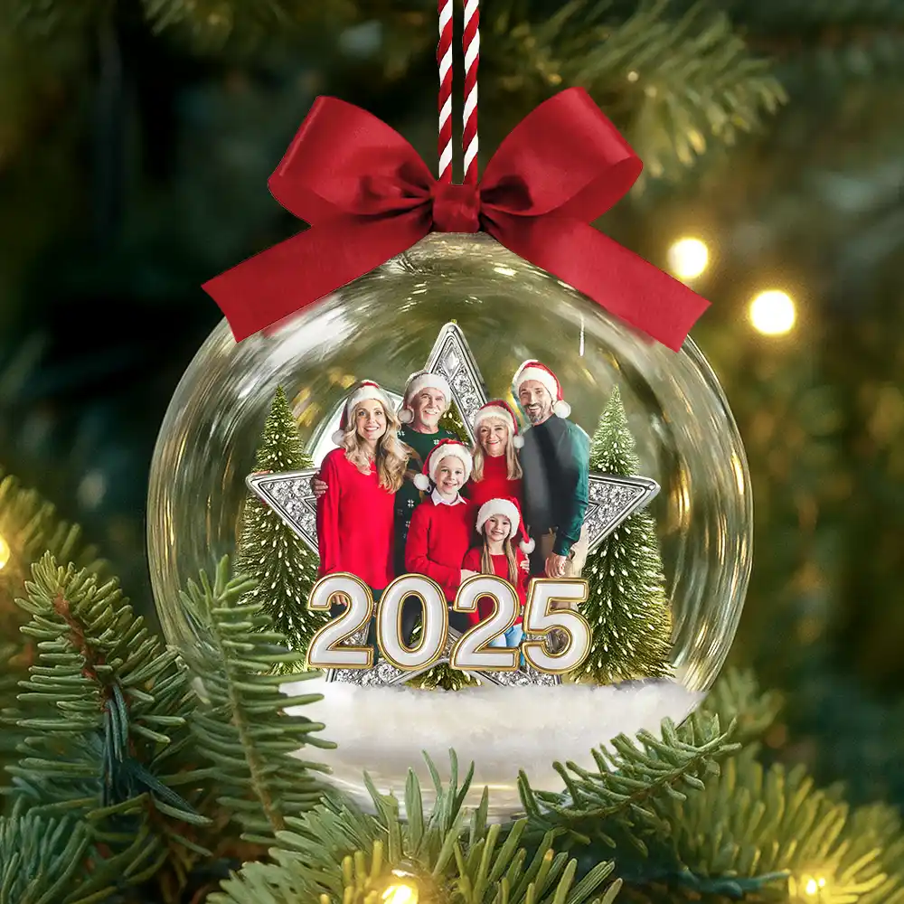 Custom Photo Family Siblings Best Friends Makes Christmas Truly Bright - Personalized 3D Acrylic Ball Ornament - Image 4
