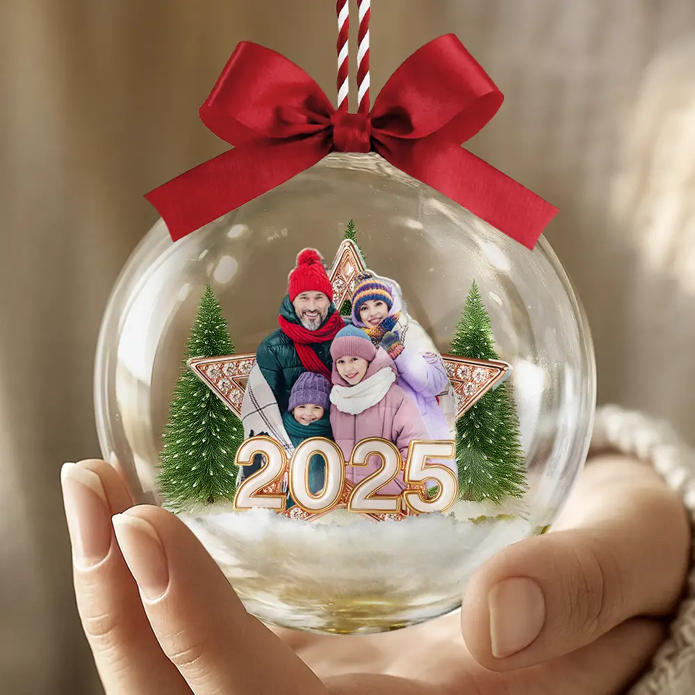 Custom Photo Family Siblings Best Friends Makes Christmas Truly Bright - Personalized 3D Acrylic Ball Ornament - Image 5