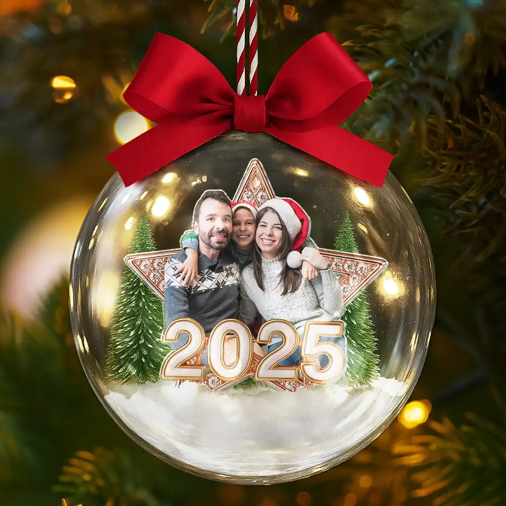 Custom Photo Family Siblings Best Friends Makes Christmas Truly Bright - Personalized 3D Acrylic Ball Ornament - Image 6