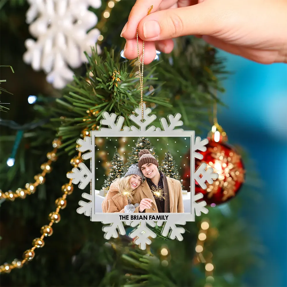 Custom Photo Family Snowflakes - Personalized Custom Shaped Acrylic Ornament - Image 5