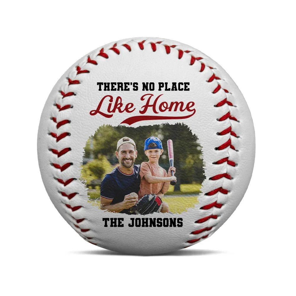 Custom Photo Family There's No Place Like Home - Personalized Baseball, Softball - Image 2