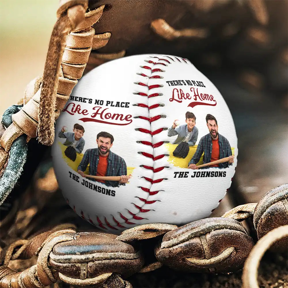Custom Photo Family There's No Place Like Home - Personalized Baseball, Softball - Image 4
