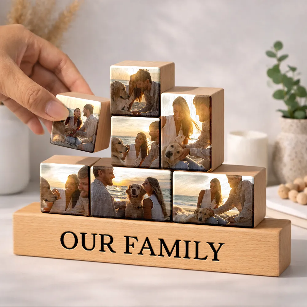 Custom Photo Family Together - Personalized Wooden Stacking Photo Blocks - Image 3