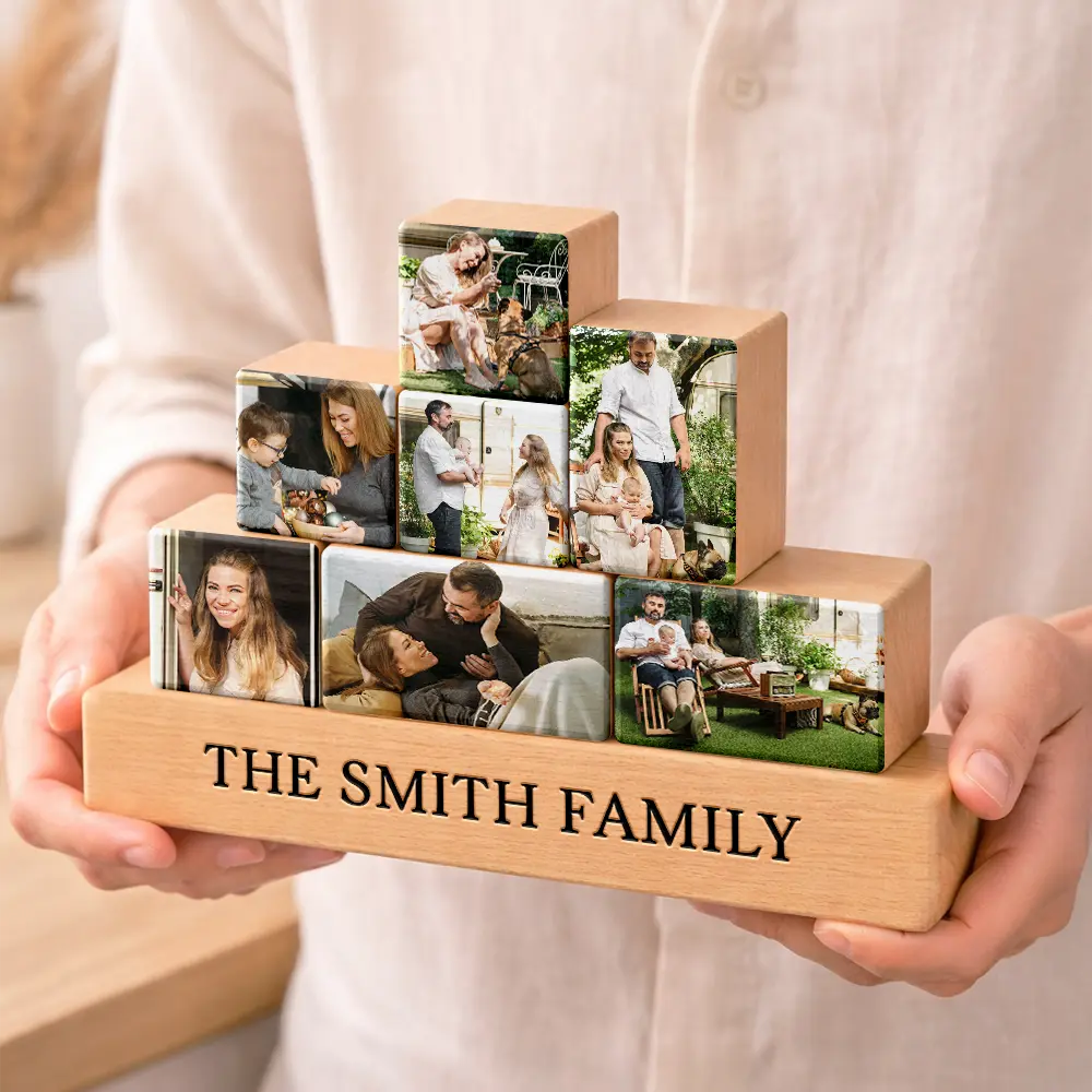Custom Photo Family Together - Personalized Wooden Stacking Photo Blocks - Image 5