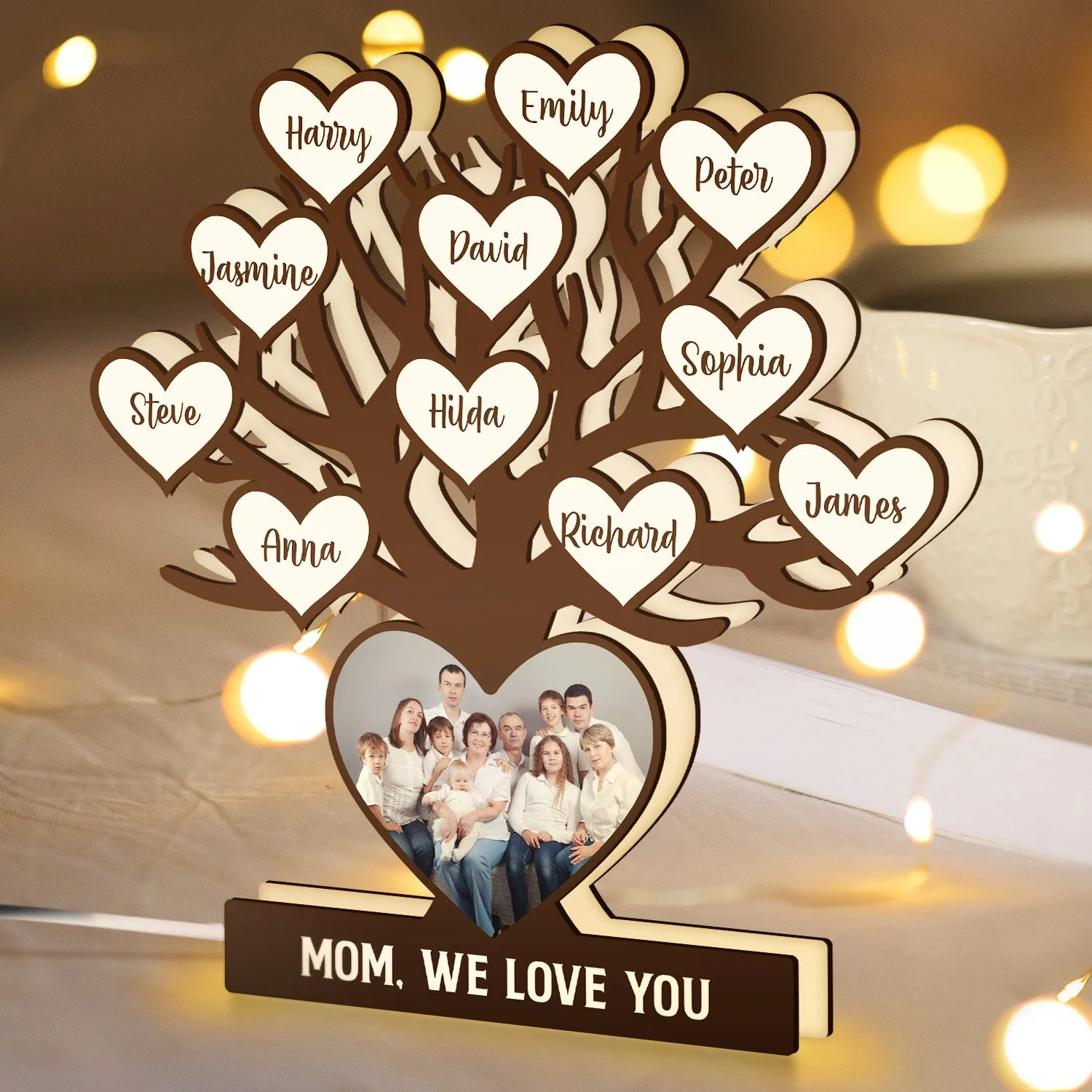 Custom Photo Family Tree - Birthday, Loving Gift For Mom, Mother, Dad, Father, Parents, Grandparents - Personalized Custom Shaped Photo Light Box - Image 4