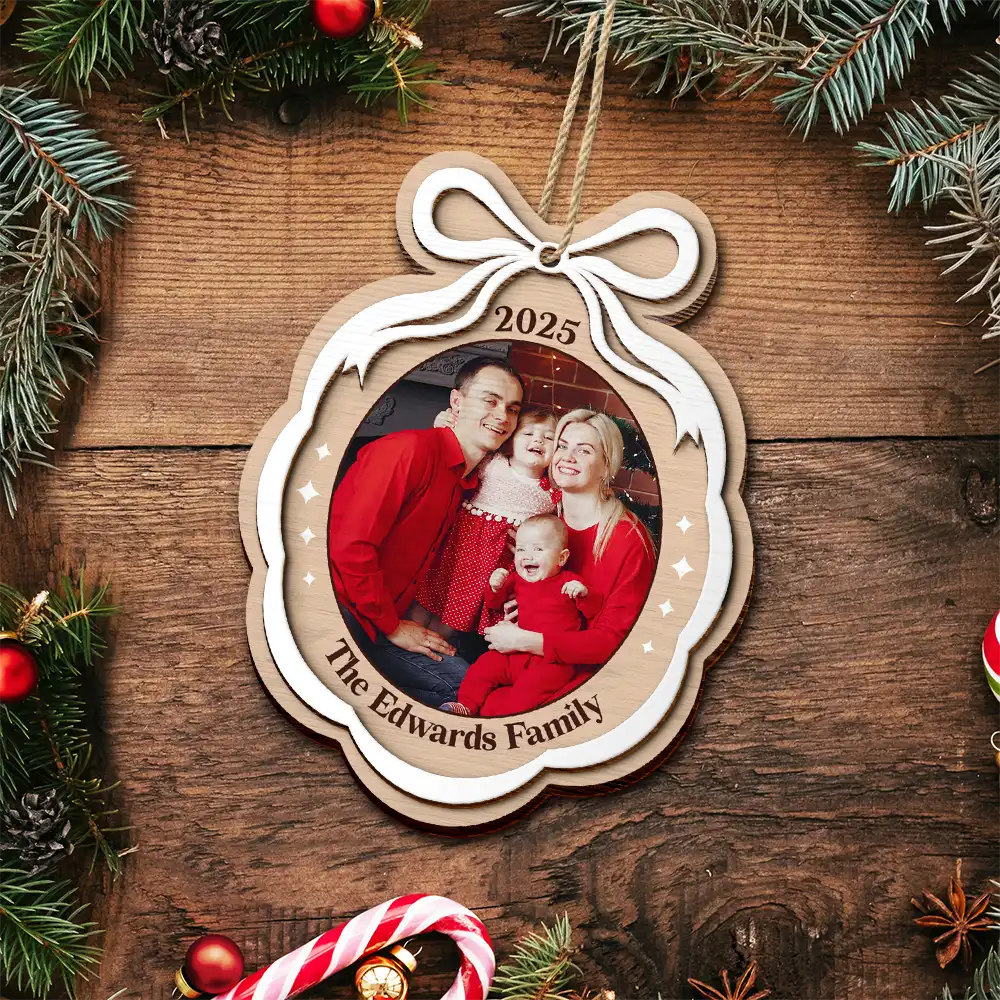 Custom Photo Family Where Life Begin Love Never Ends - Personalized 2-Layered Wooden Ornament - Image 4