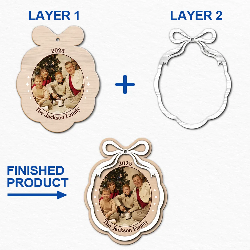 Custom Photo Family Where Life Begin Love Never Ends - Personalized 2-Layered Wooden Ornament - Image 6