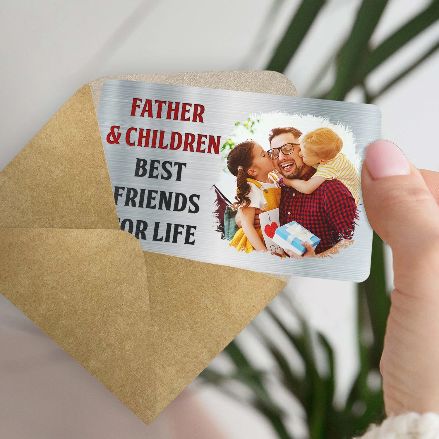 Custom Photo Father And Son Best Friends For Life - Gift For Dad, Father, Grandpa - Personalized Aluminum Wallet Card - Image 5