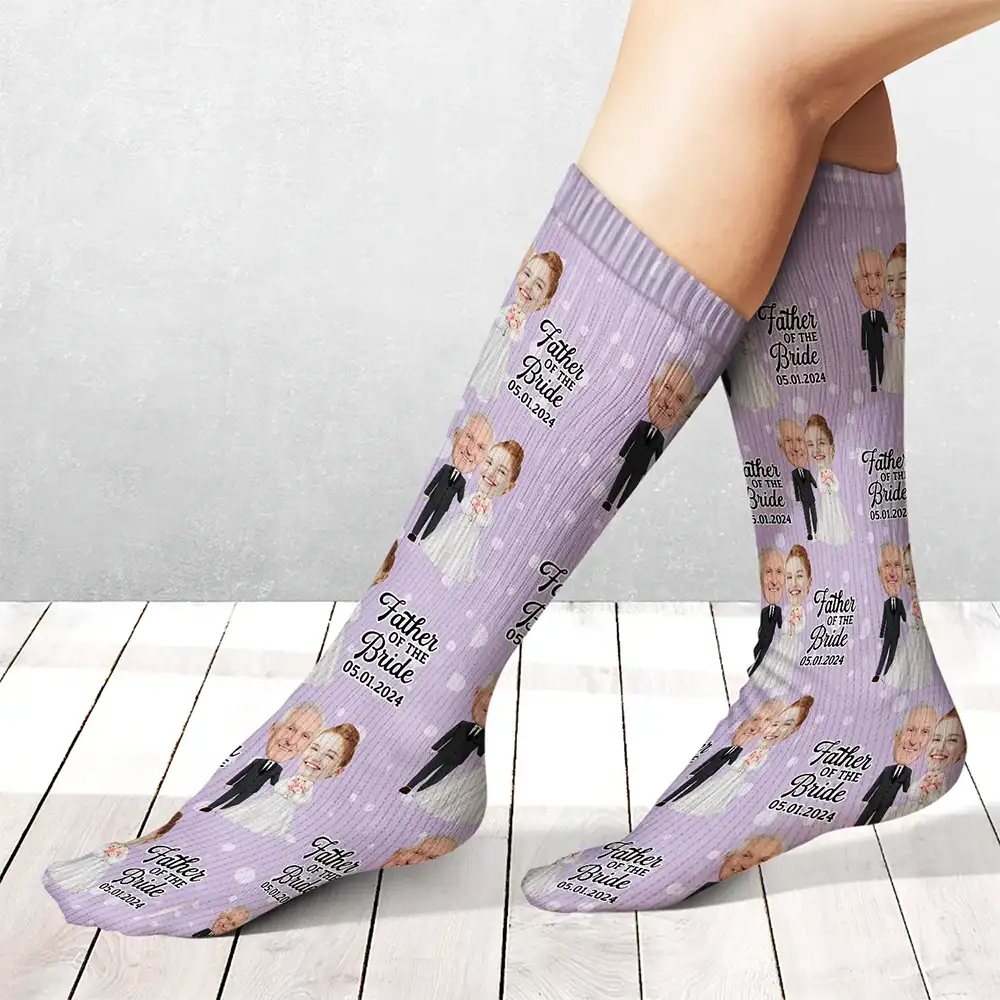 Custom Photo Father Of The Bride - Personalized Socks - Image 3