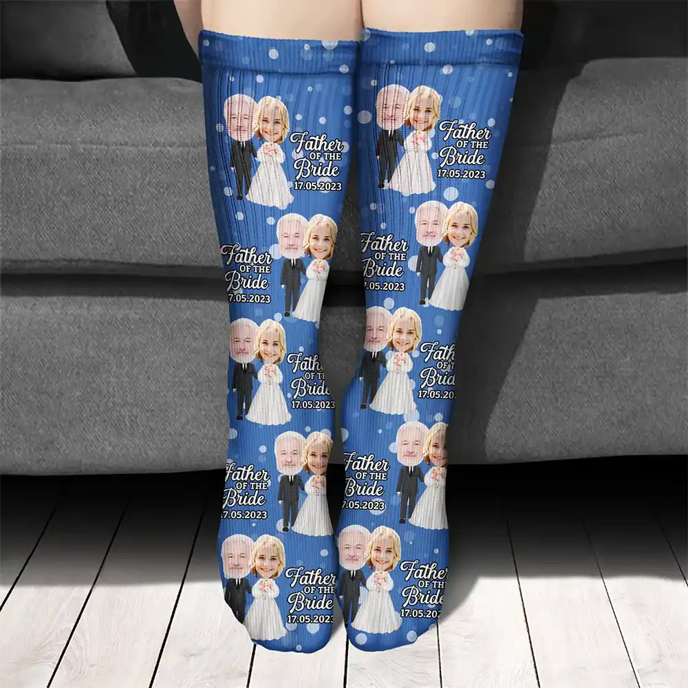 Custom Photo Father Of The Bride - Personalized Socks - Image 4