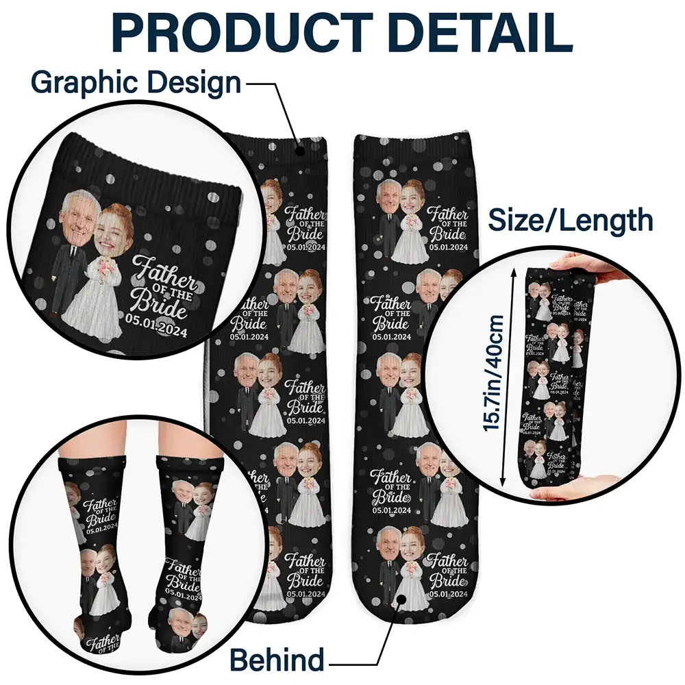 Custom Photo Father Of The Bride - Personalized Socks - Image 6
