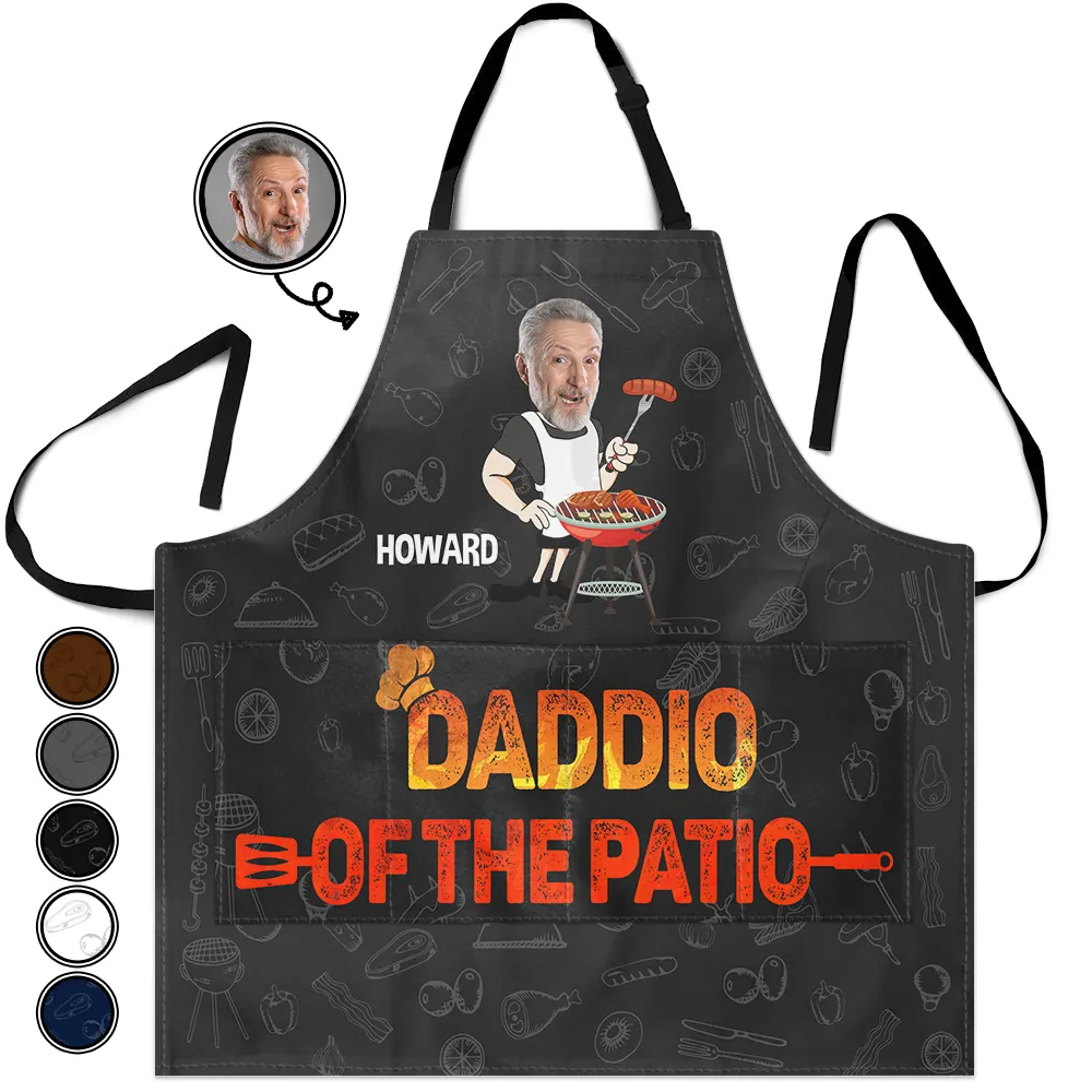 Custom Photo Father Papa Daddio Of The Patio - Personalized Apron - Image 3