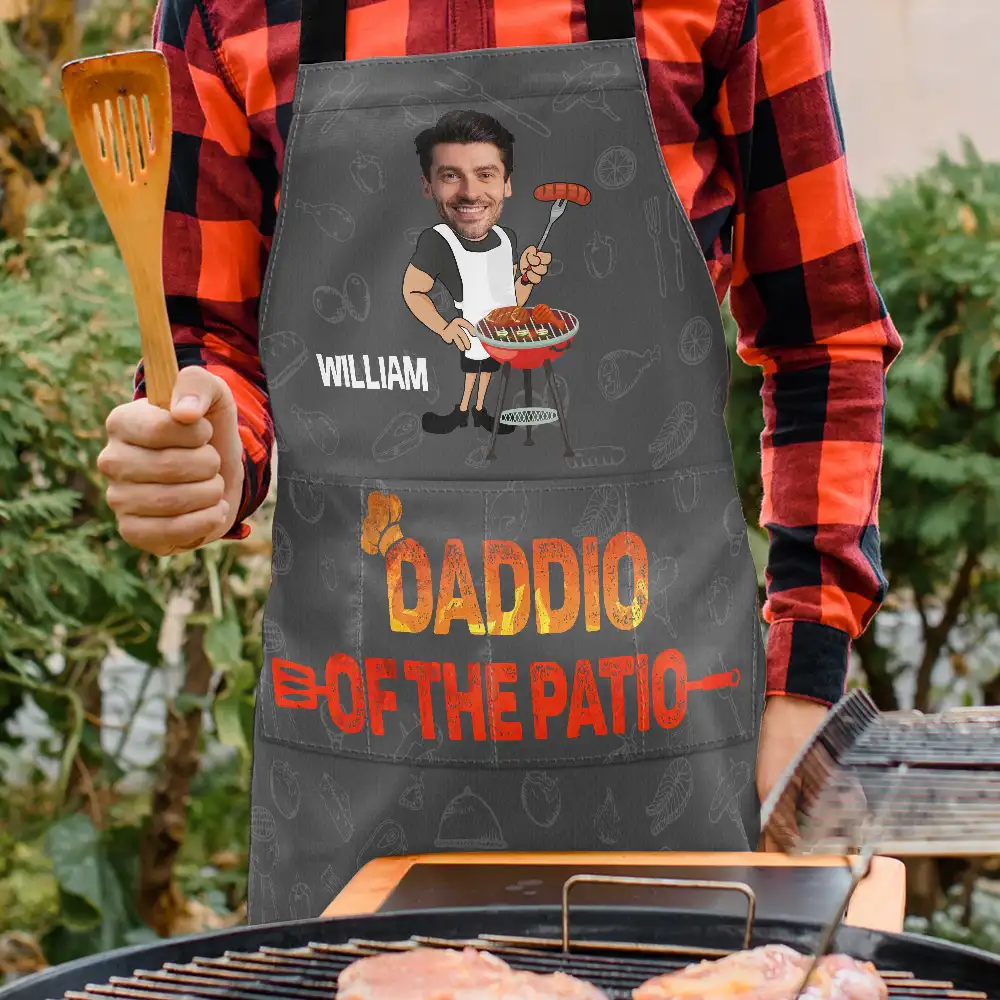 Custom Photo Father Papa Daddio Of The Patio - Personalized Apron - Image 5