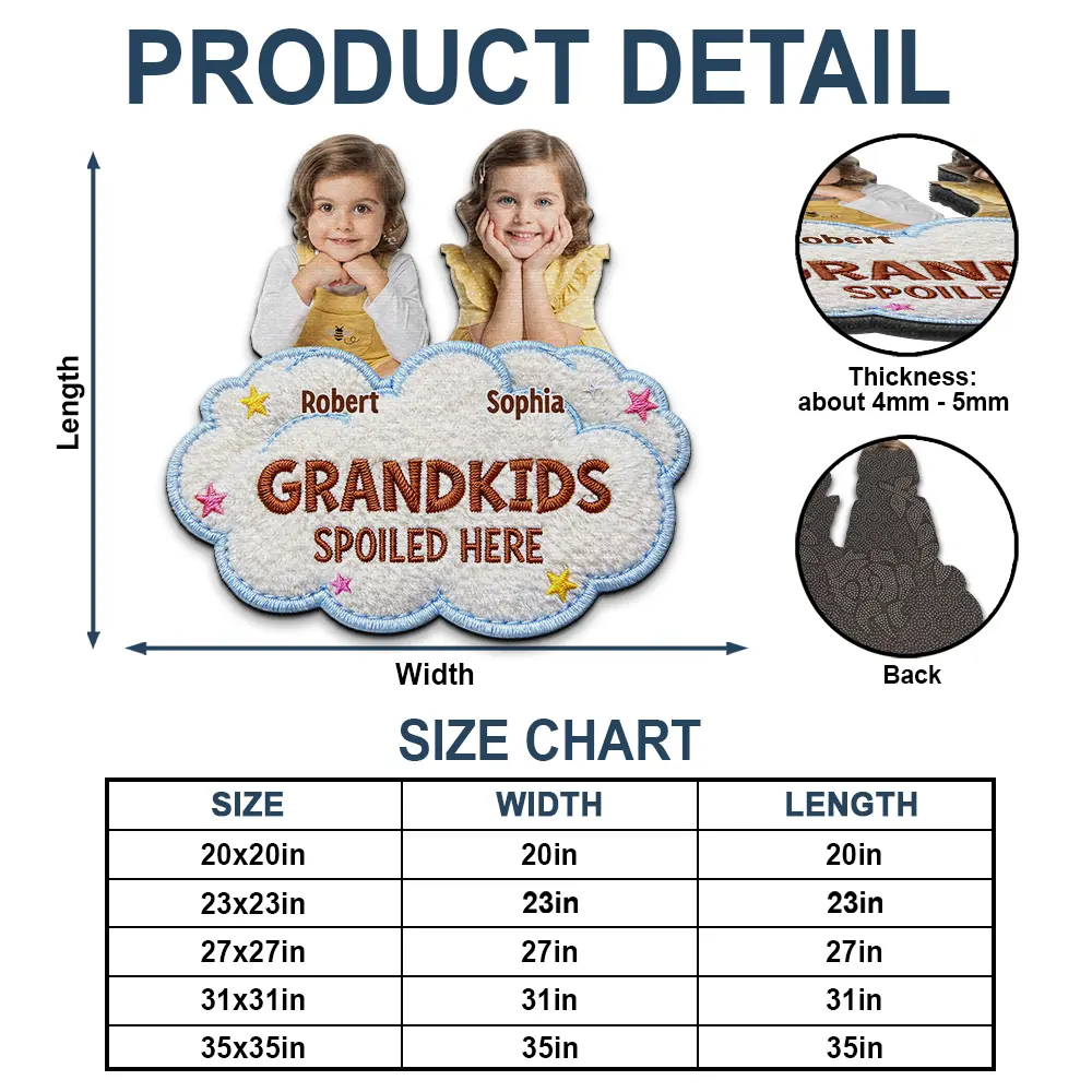 Custom Photo Faux Embroidery Effect Spoiled Grandkids Live Here - Personalized Custom Shaped Doormat - Image 5