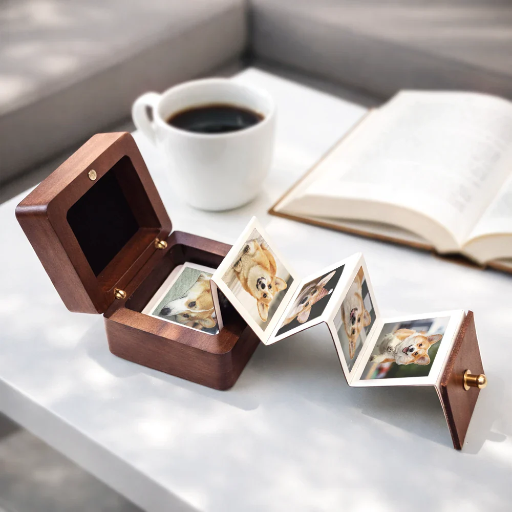 Custom Photo Favorite Hello And Hardest Goodbye - Personalized Wooden Accordion Photo Box - Image 4