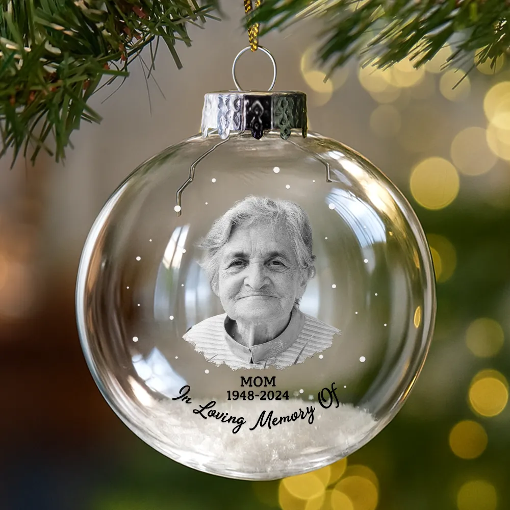 Custom Photo Feathers Appear When Dad Is Near - Personalized Glass Bauble Ornament - Image 6