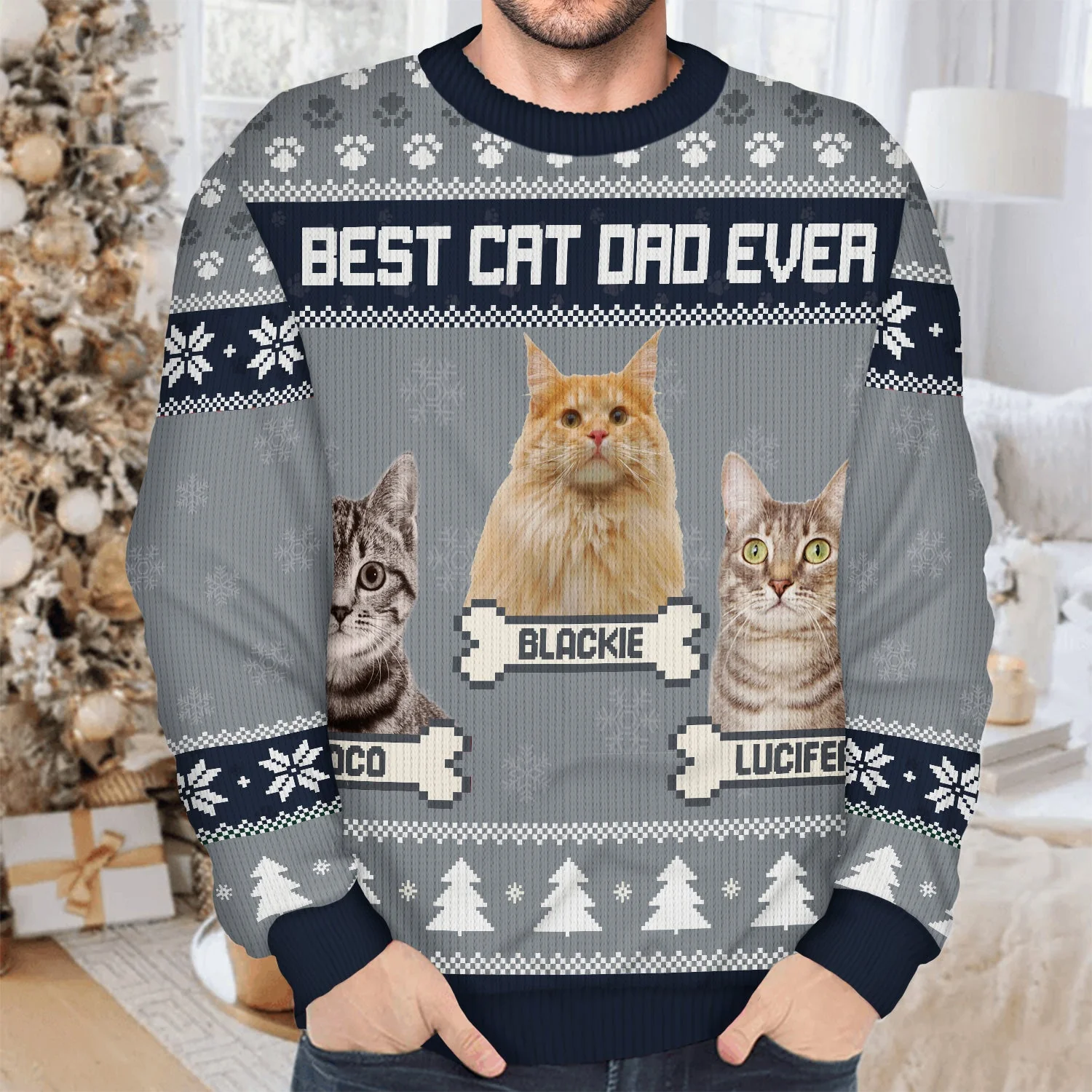 Custom Photo Feliz Navidog - Christmas Gift For Dog Lovers, Cat Lovers - Personalized Unisex Ugly Sweater - Image 5