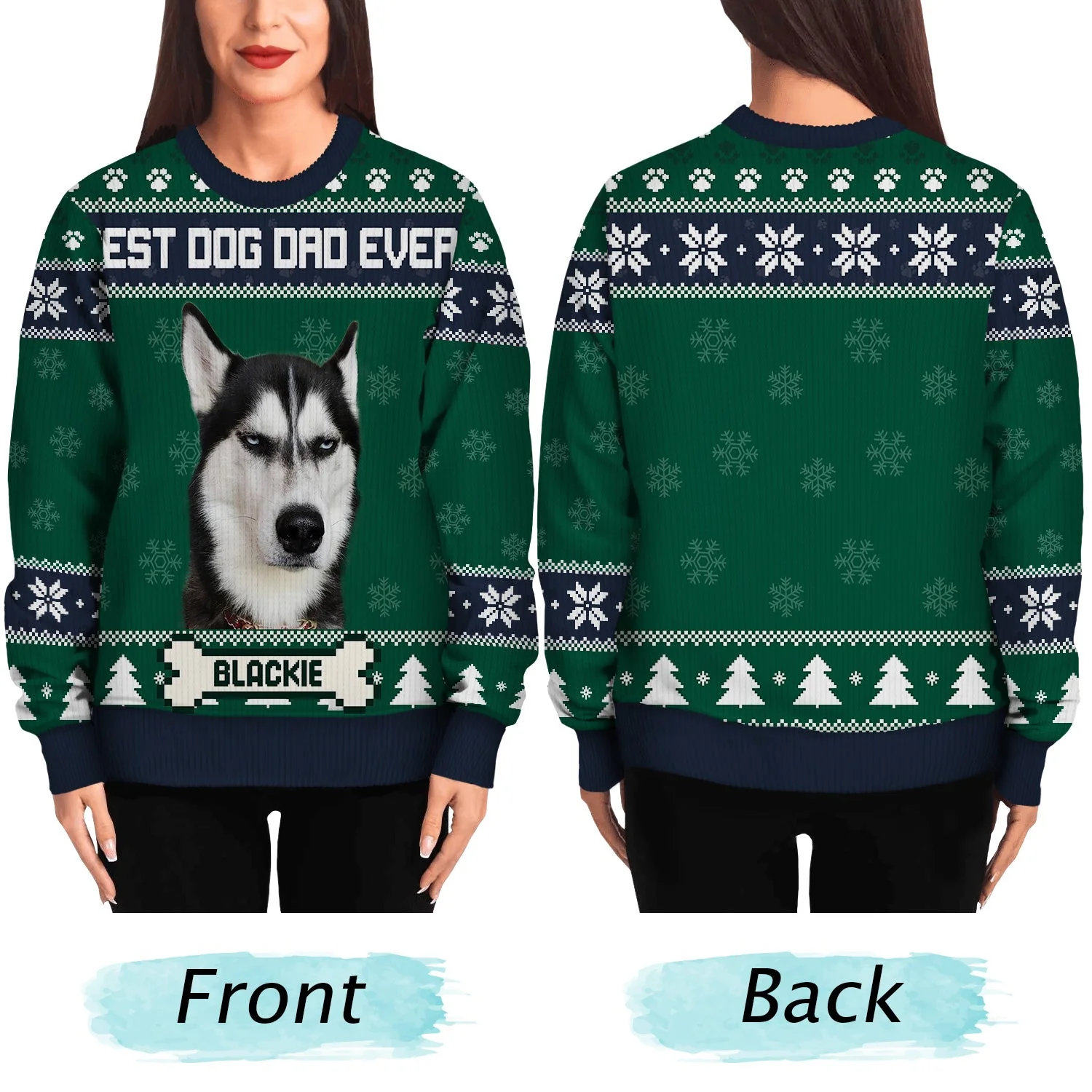 Custom Photo Feliz Navidog - Christmas Gift For Dog Lovers, Cat Lovers - Personalized Unisex Ugly Sweater - Image 6