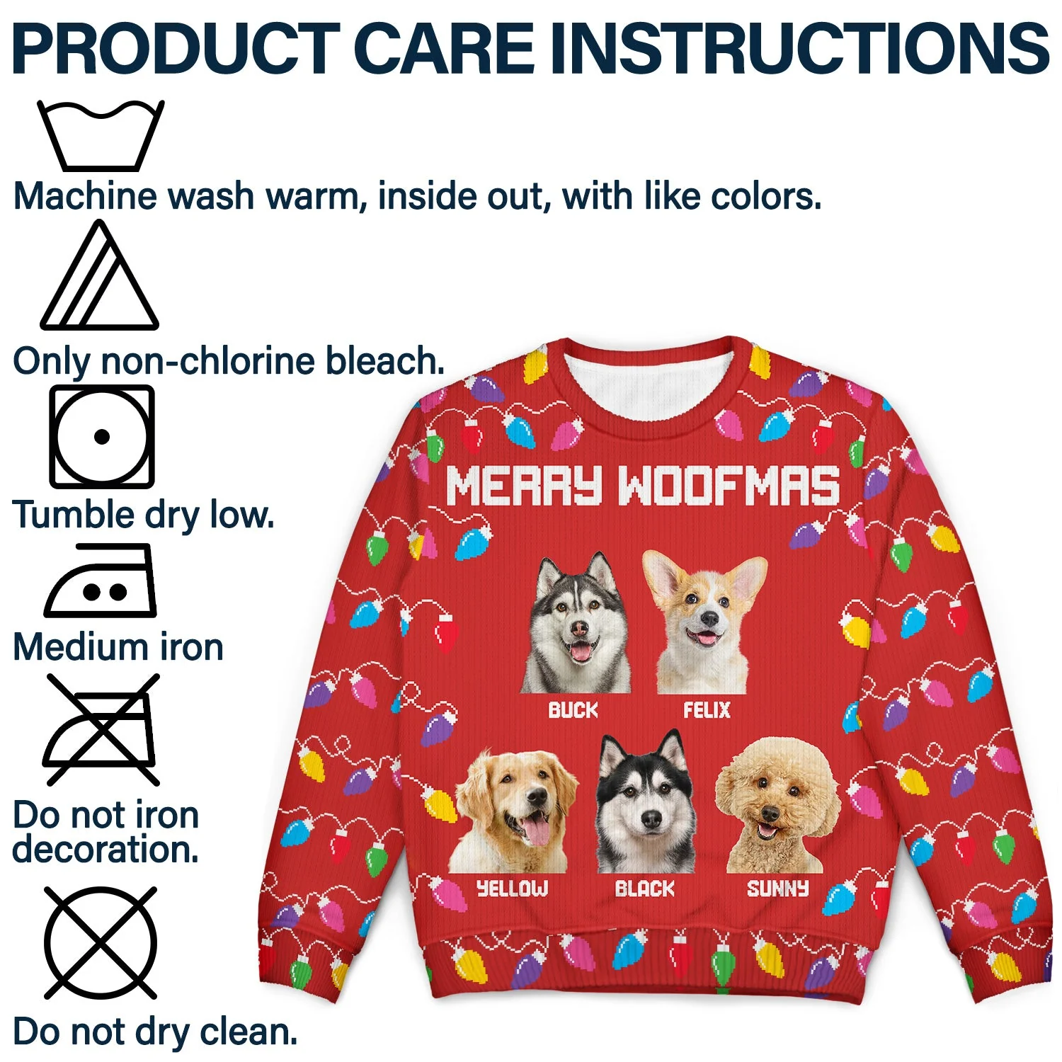 Custom Photo Feliz Navidog Lights - Christmas Gift For Dog Lovers, Cat Lovers - Personalized Unisex Ugly Sweater - Image 8