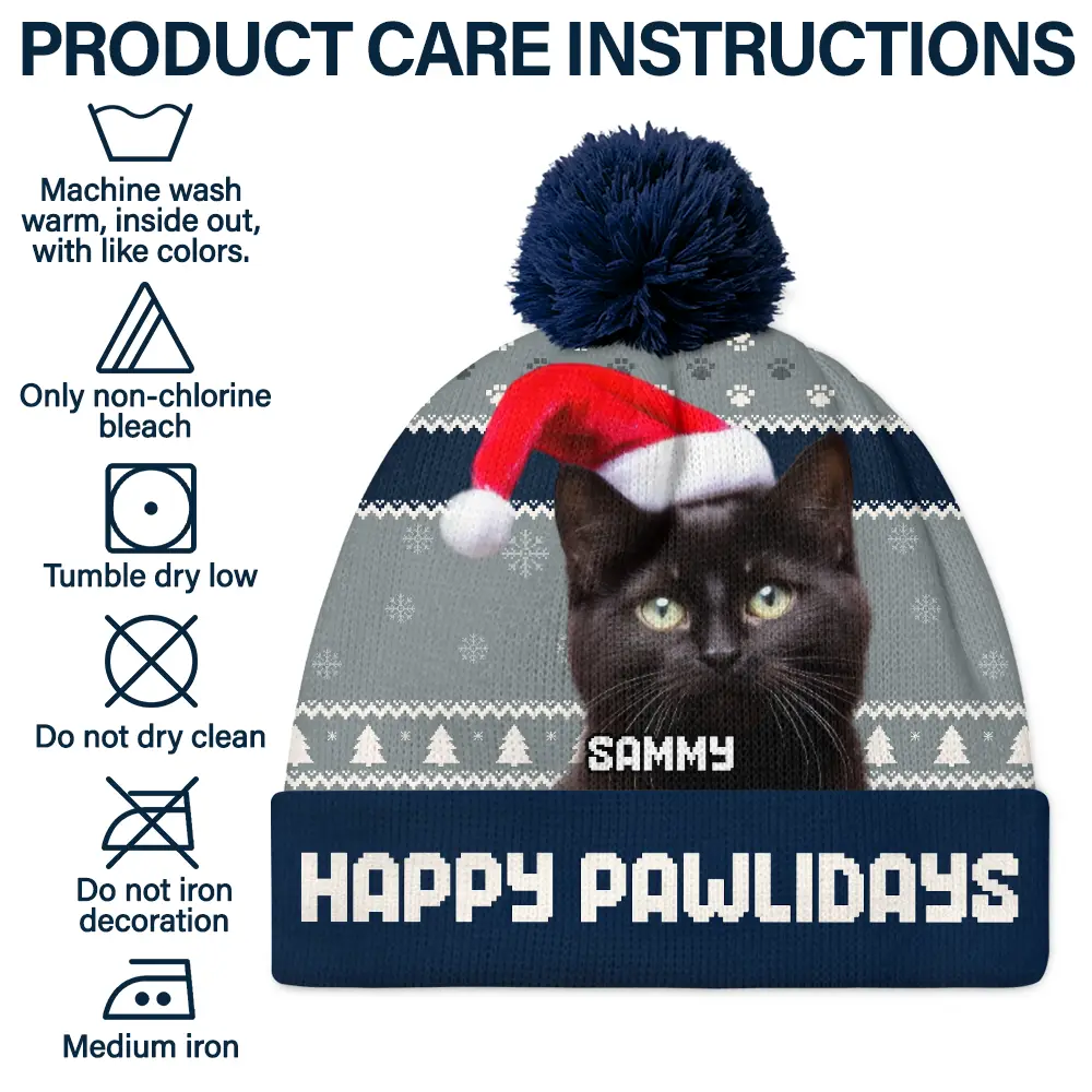 Custom Photo Feliz Navidog - Personalized Bobble Beanie Hat - Image 7