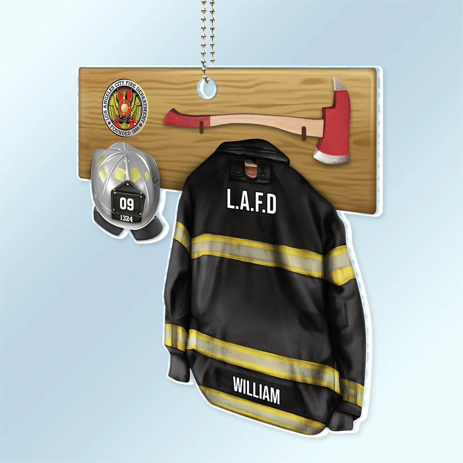 Custom Photo Firefighter Armor - Gift For Firefighter - Personalized Acrylic Car Hanger - Image 3