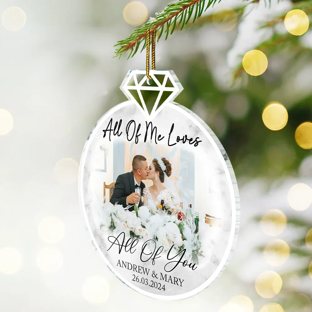Custom Photo First Christmas As Mr & Mrs Couples - Personalized Custom Shaped Acrylic Ornament - Image 2