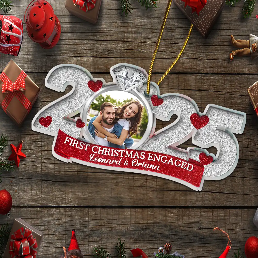 Custom Photo First Christmas As Mr. & Mrs. - Personalized Custom Shaped Acrylic Ornament - Image 5
