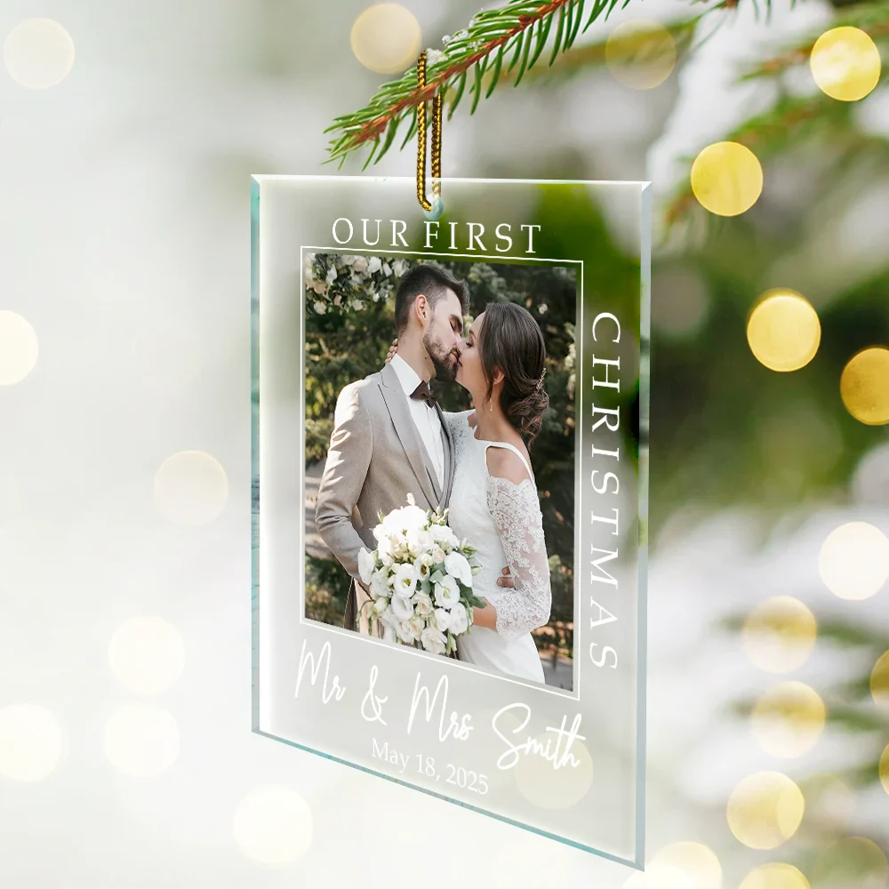 Custom Photo First Christmas Together - Personalized Custom Shaped Acrylic Ornament - Image 2