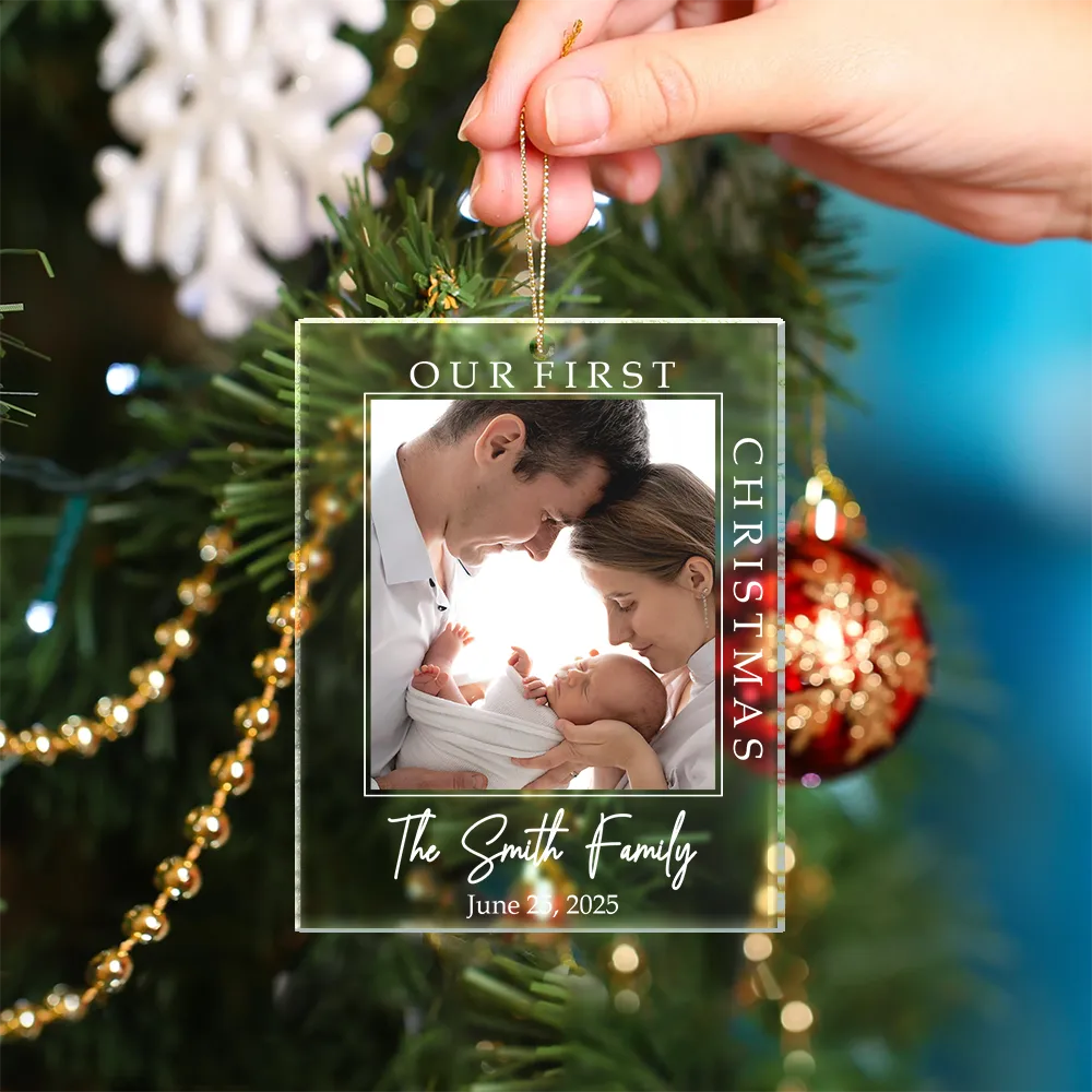 Custom Photo First Christmas Together - Personalized Custom Shaped Acrylic Ornament - Image 4
