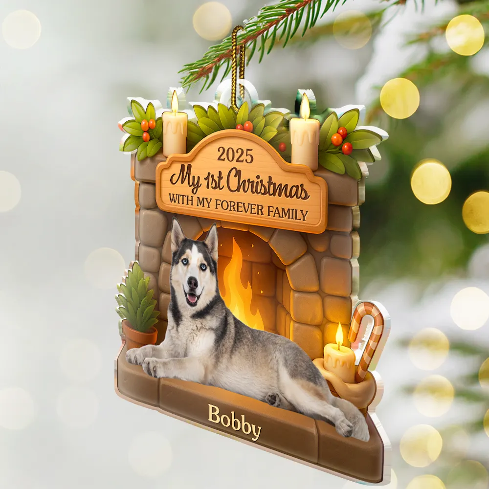 Custom Photo First Christmas With My Forever Family - Personalized Custom Shaped Acrylic Ornament - Image 3