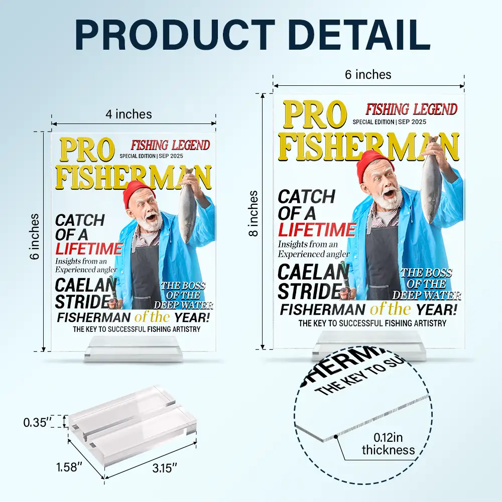 Custom Photo Fisherman Of The Year - Personalized Vertical Rectangle Acrylic Plaque - Image 6