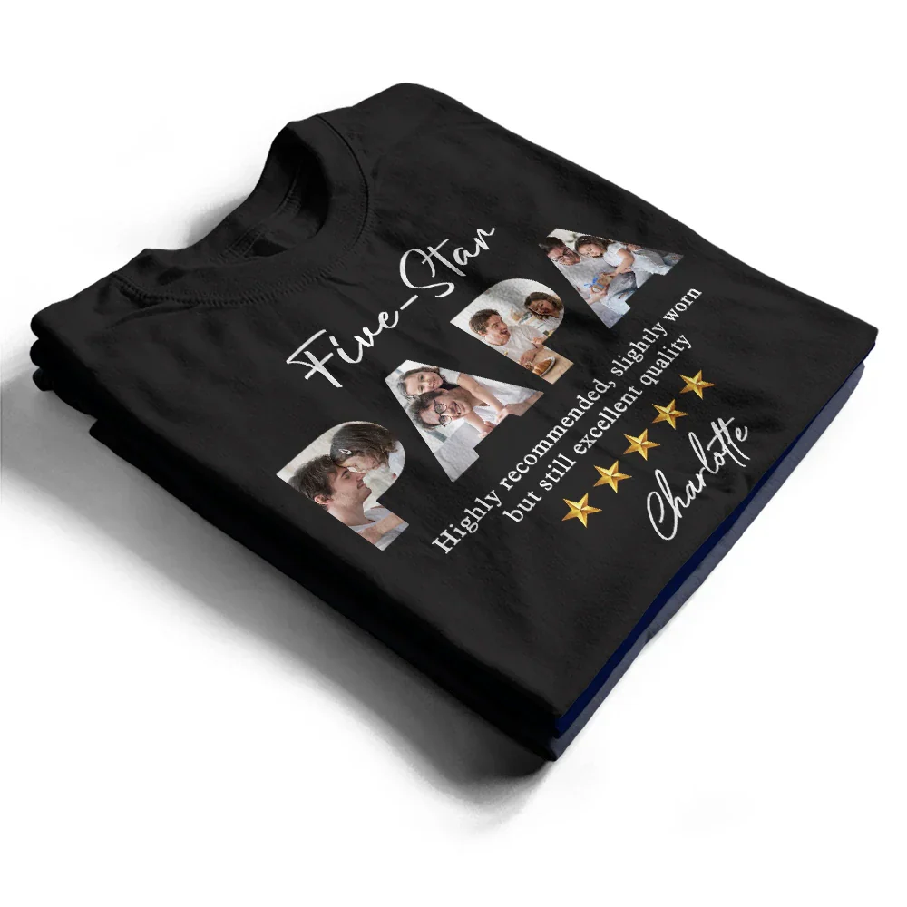 Custom Photo Five-Star Dad - Personalized T Shirt - Image 2